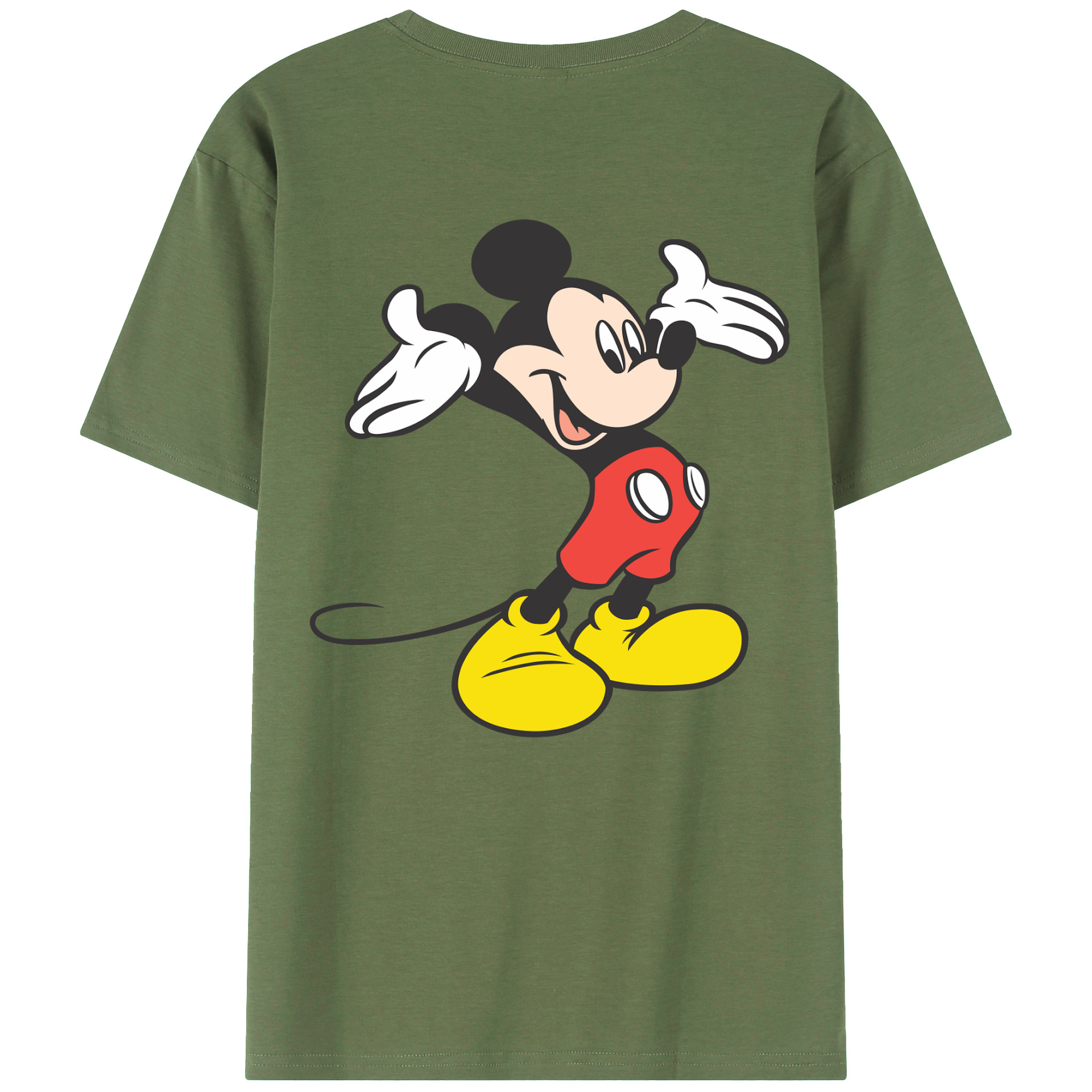 ミッキーマウス Mickey Mouse 綿100％ メンズ半袖Tシャツ（バックプリント） 通気性